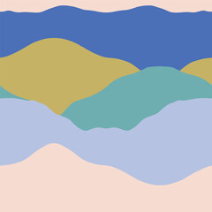 Abstract seamless Mountains pattern. Vector landscape texture with flat Mountains in a beautiful colour palette. Modern nature background - 669892140