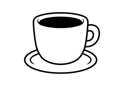 Cup of Coffee Illustration With Black Outline