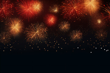 Naklejka premium Fireworks Celebration on Dark Background with Copy Space