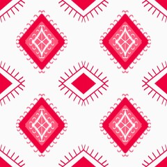 Ikat seamless pattern ethnic oriental traditional background design for carpet,curtain,clothing, wrapping paper,wallpaper,texture,textiles,tile,fabric , batik.