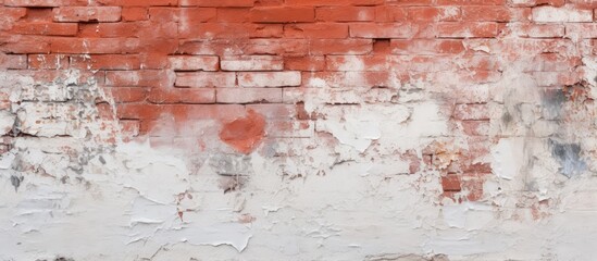 Close up of red brick wall with white paint splatters