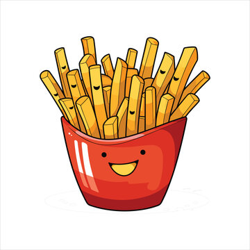 French fries potato tasty fast street food in red paper box vector