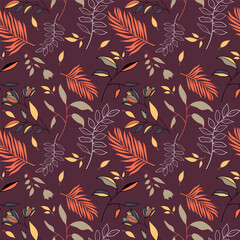 Vector seamless pattern with hand drawn twigs.