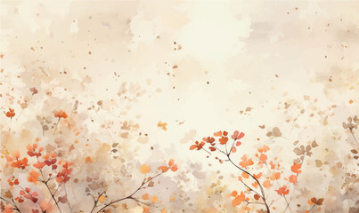 watercolor background, illustration, autumn, leaves, orange colors, floral - obrazy, fototapety, plakaty