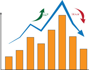 Fototapeta premium Business Bar Graph Showing Statistics. The report, Presentation, Data and Infographic. Vector Illustration Design. Transparent Background.