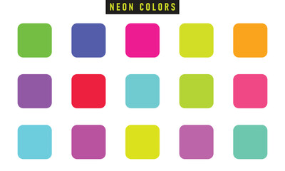15 neon colors palette vector illustration