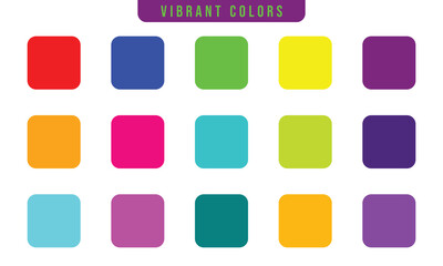  15 vibrant colors palette set vector illustration