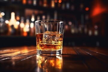 Close up photograph of glass of whiskey - obrazy, fototapety, plakaty