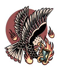 burning eagle tattoo design