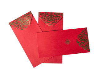 Chinese red envelope isolated on white or transparent background.  