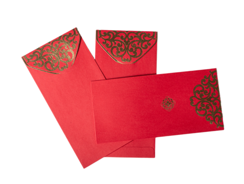 Chinese red envelope isolated on white or transparent background.  