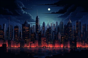 Nighttime blackout in the city illustration. Generative AI