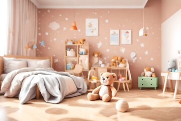 room with teddy bear