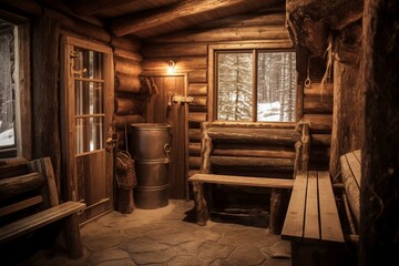 rustic sauna. Generative AI