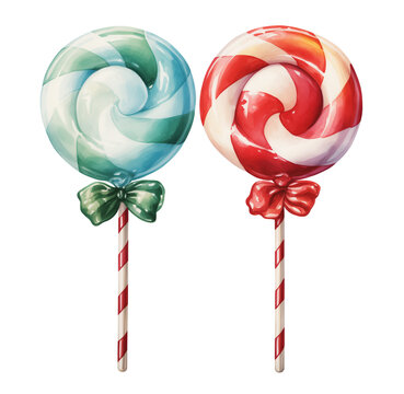 Watercolor Christmas caramel, sweets. Generative AI, png image.