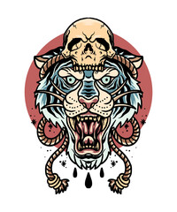 traditional tiger tattoo vector design