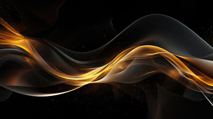 Black and Gold Wavy Abstract Background