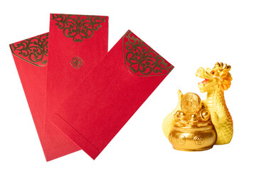 Chinese red envelope isolated on white or transparent background. 