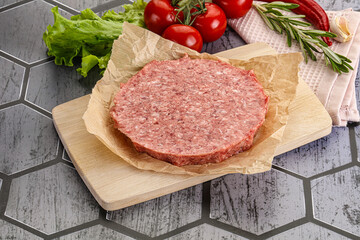 Raw beef uncooked burger cutlet