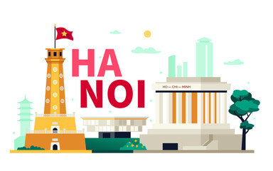 Welcome to Hanoi - modern colored vector illustration