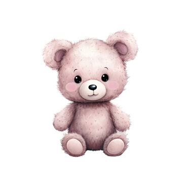 Watercolor cute bear. Generative AI, png image.