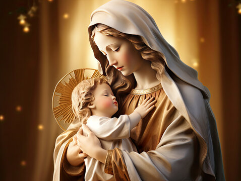 Virgin Mary and baby Jesus, Christmas nativity scene