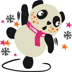Cute Christmas panda illustration