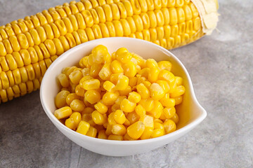 Marinated corn in the bowl