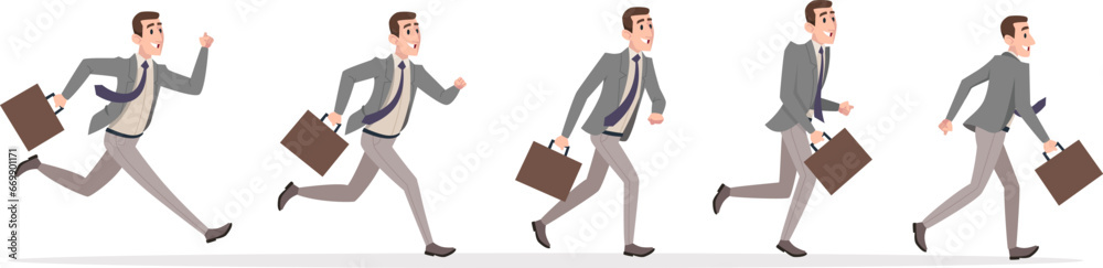 Canvas Prints businessman running. active manager fast walking or running with suitcase exact vector hurry charact