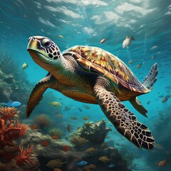 Fototapeta premium turtle swimming