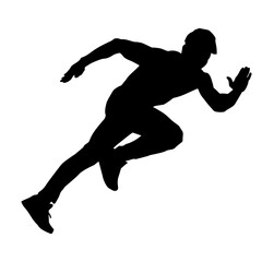 Silhouette of a sporty slim male in running pose. Silhouette of a sporty man doing jogging.