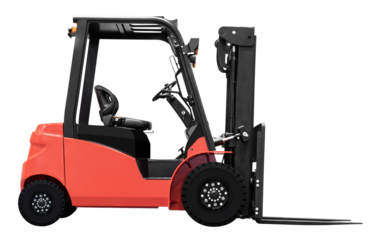 Side view red forklift