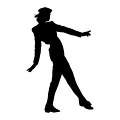 Silhouette of a casual female in a dancing pose. Silhouette of a dancer woman in action pose.