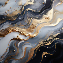 Abstract gold and black waves of alcohol ink texture, ai background