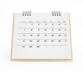 Desktop calendar isolated on white background. 3D illustration