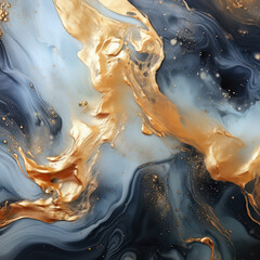 Abstract gold and black waves of alcohol ink texture, ai background