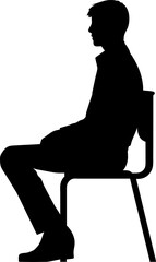Fototapeta premium Vector silhouettes of men, women, people sitting on chairs, sitting in different poses, black color on white background