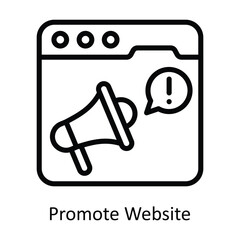 Promote Website vector outline Design illustration. Symbol on White background EPS 10 File 