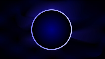Folds of blue and black light background with circle frame copy space.
