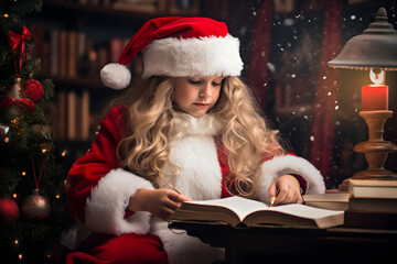 Fototapeta na wymiar Children and Santa Claus Engaged in Homework Together.
