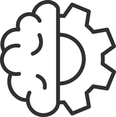 Brain and the gear, linear icon. Line with editable stroke