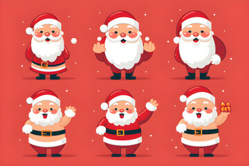 Variations of Flat Santa Claus Gestures in Character Design.