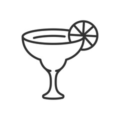Citrus cocktail, linear icon, lemon slice, orange slice. Line with editable stroke