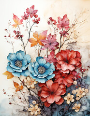 Vintage beautiful decorative flowers background, ai design