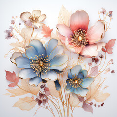 Decorative watercolor flowers background , ai design