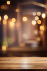 empty table blured light background
