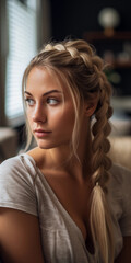 Fototapeta premium Schöne Frau mit blonden Haaren