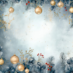 Grunge background with christmas balls, ai design