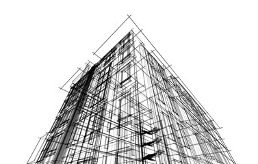 Architectural 3d drawing vector illustration