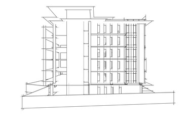 Architectural 3d drawing vector illustration